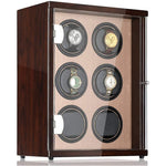 CHIYODA Watch Winder, 6 Watch Winder For Men's And Women's Automatic Watch With Six Mabuchi Motor, LCD Digital Display And High Gloss Brown