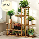 Pine Flower Shelf Flowerpot Indoor And Outdoor Living Room Balcony Fleshy Plant Solid Wood Multi-layer Assembly Flowerpot Modern Simple Storage Rack Flower Swing Rack