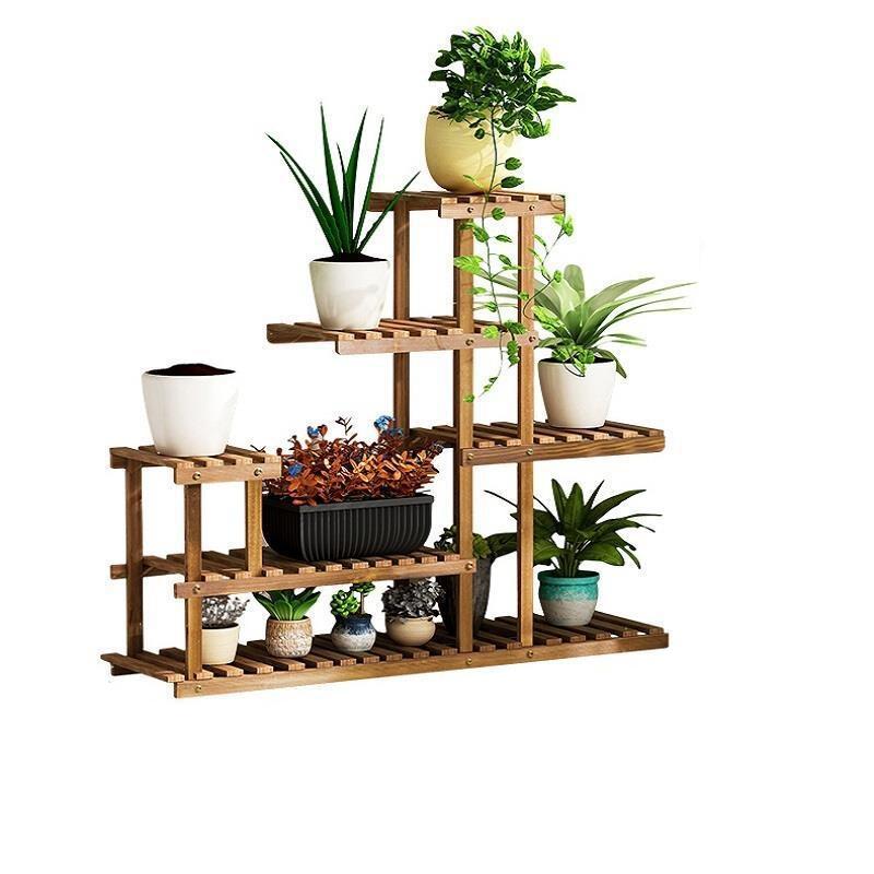 Pine Flower Shelf Flowerpot Indoor And Outdoor Living Room Balcony Fleshy Plant Solid Wood Multi-layer Assembly Flowerpot Modern Simple Storage Rack Flower Swing Rack