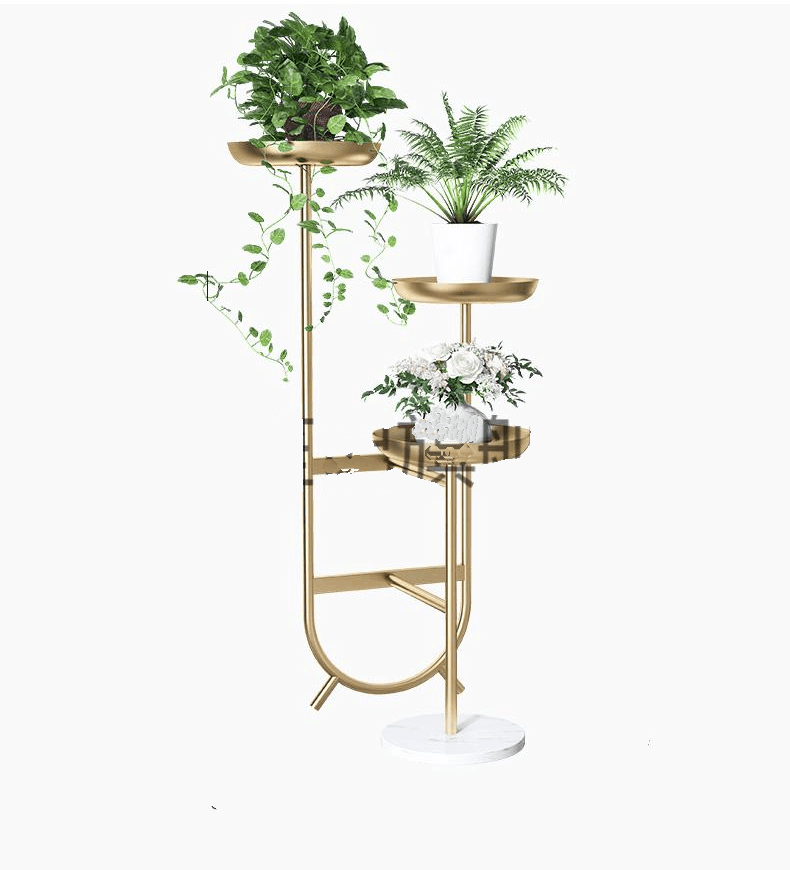 Nordic Flower Rack Iron Multi-layer Nordic Light Luxury Indoor Living Room Decoration Flower Rack Balcony Simple Green Luolan Multi-layer Floor Flower Pot Iron Gold Three-layer Flower Rack