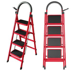 Herringbone Ladder Folding Ladder Thickened Aluminum Alloy Pedal Portable Multi-purpose Ladder Red Climbing Ladder Two-step Ladder