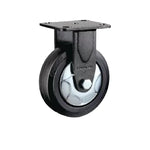 4 Inch Fixed Heavy Duty Caster 4Pcs Imported Elastic Rubber Wheels Gray Core Black Foam Caster Directional Wheel - 4Pcs