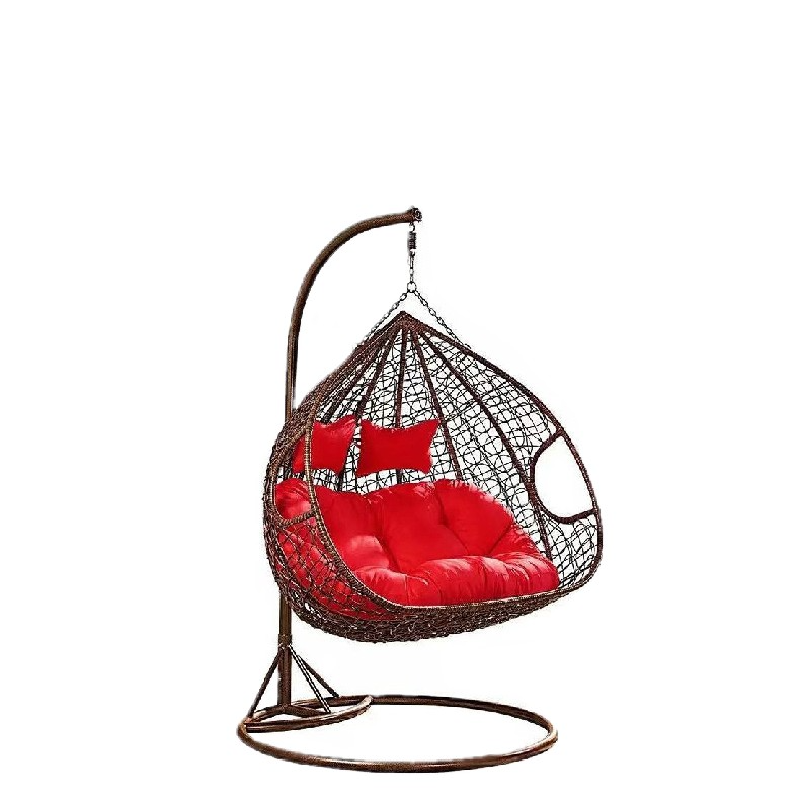 Double Wicker Chair Hanging Basket Indoor Swing Swing Hammock Balcony Courtyard Cradle Chair Red And Black